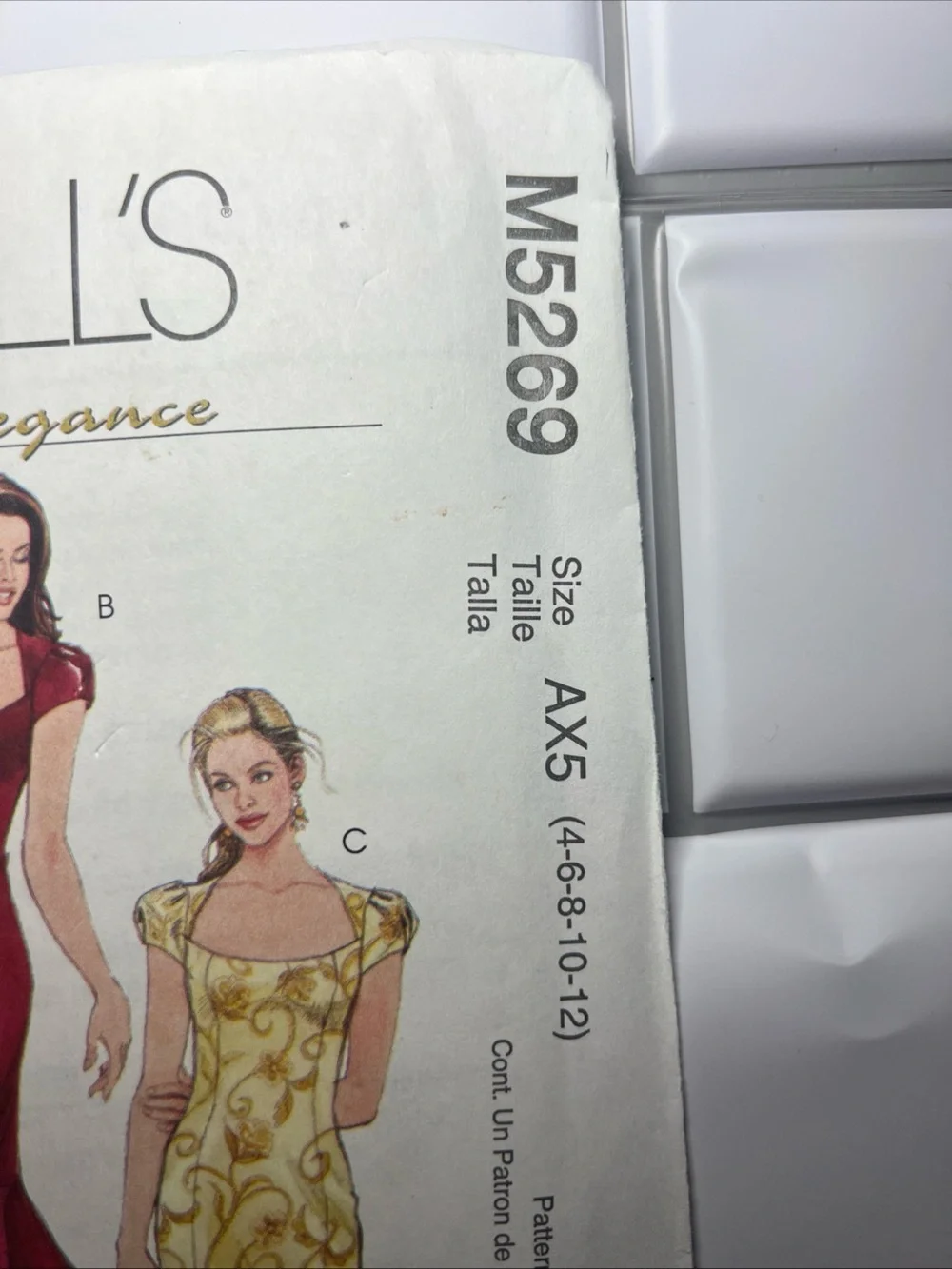 McCall’s Evening Elegance M5269 Dress Pattern Size AX5 Opened
